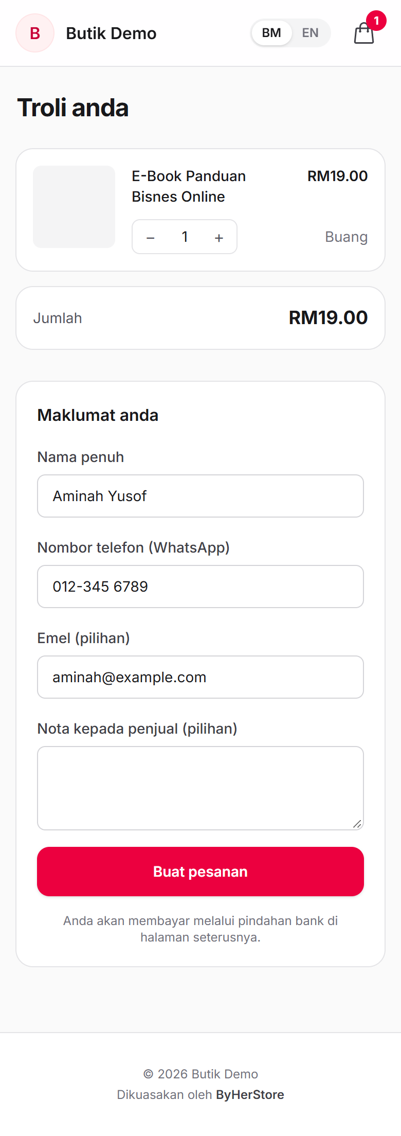 Checkout with name, phone and email only